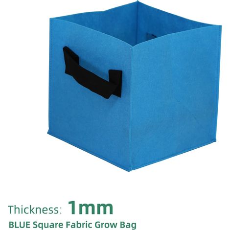 (Bleu - Lot de 2, 30 x 30 x 30 cm) Lot de 2 sacs de culture carrés en tissu avec poignées pour plantes d'extérieur, légumes, fleurs, pots de pépinière. (1/4)