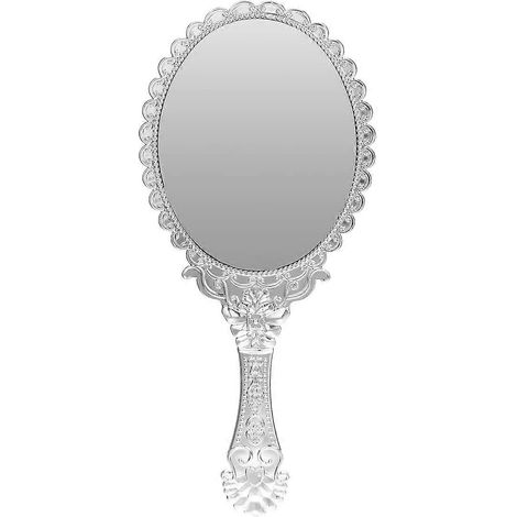 Miroir de maquillage ovale vintage à motif floral en relief, miroir à main argenté, cosmétique (1/5)