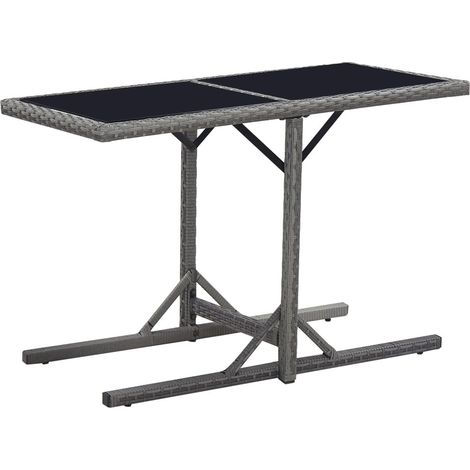 Table de jardin Noir 110x53x72 Verre et résine tressée (1/5)