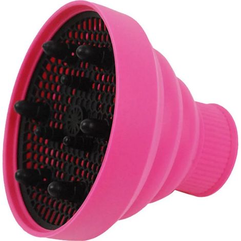 Diffuseur pour sèche-cheveux pliable en silicone, couleur rose, léger et compact, idéal pour les voyages et rangement facile (1/5)