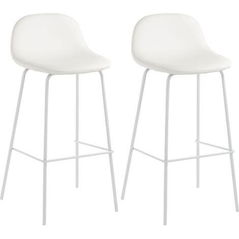 Set 2 Sgabelli 42x43x91,5 cm in Similpelle Bianco (1/4)