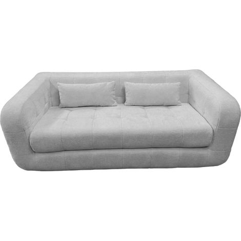 ARLETTE - Canapé droit tissu chenille 3 places Gris clair (1/5)