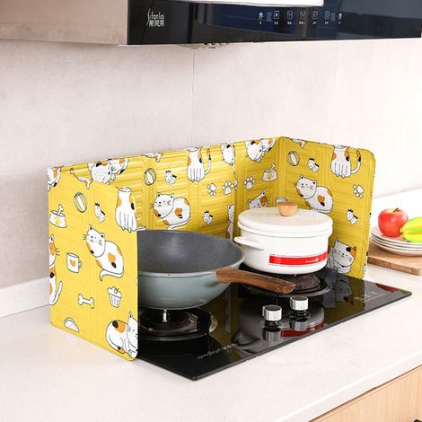 Déflecteur d'huile pliable pour cuisinière à gaz domestique, en feuille d'aluminium, résistant aux éclaboussures d'huile de cuisson. (1/5)