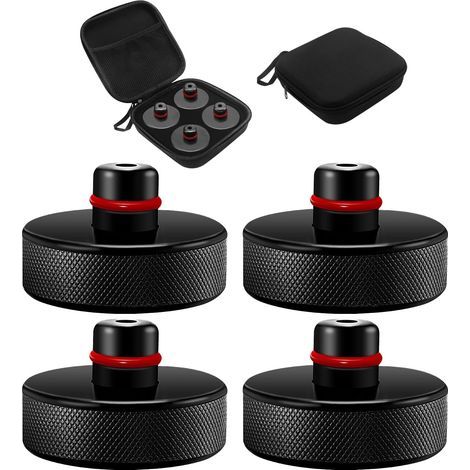 4 Pièces Jack Pad Bloc Compatible with Tesla Model 3/Y/S/X, Coussinet de Levage en Caoutchouc avec Mallette de Rangement, Tampon Cric, Patins de Levage pour Cric (1/5)