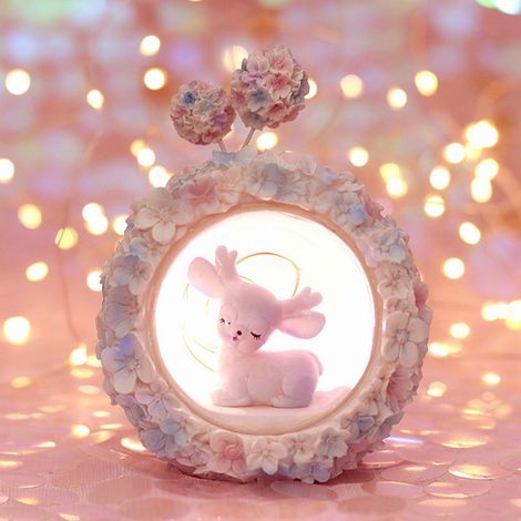 Night Light Ornaments Cute Fawn Girls Desktop Decoration for Holiday Birthdays Gifts Home DecorationBlue (1/3)