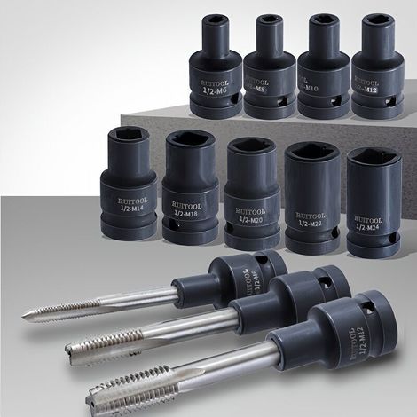 ALLIANDISLot 9 Douilles Acier Allié Entraînement 1/2'' M6-M24 - Adaptateur Tournevis à Percussion - Idéal pour Professionnels Industriel (1/4)