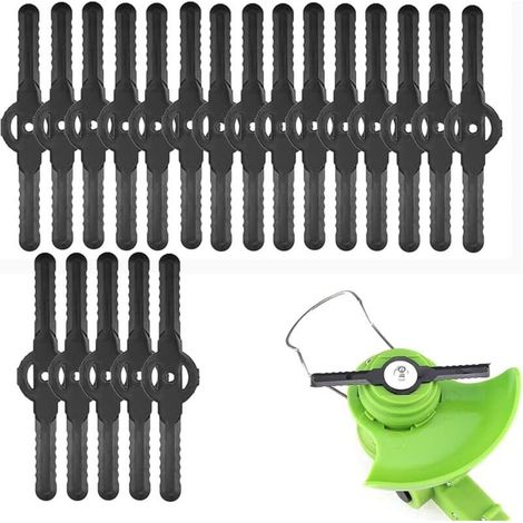 Lot de 20 Lames de débroussailleuse en Plastique, 139 mm Lame débroussailleuses à Gazon, Compatible avec Les Mini tondeuses et Coupe-Bordures 3 en 1 (Noir)