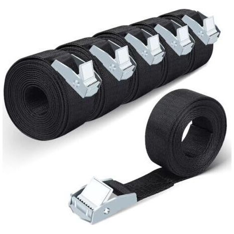 Straps up to 1500 lbs Tie Down Straps Pack of 6 Heavy Duty Black Nylon Straps with Zinc Alloy Lock (20mm x 400mm) (1/5)