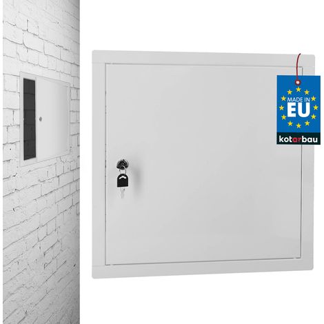 Serrure à clé pour porte d'inspection, en acier blanc, 40 x 40 cm