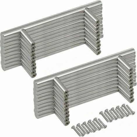 20PCS Poignée Bâton De Porte T- Bar Cuisine Porte Meuble Poignées Acier Inoxydable - Entraxe 96 mm