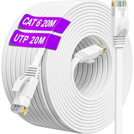 ikbc Cable RJ45 20m, Cable Ethernet 20m Cat 6 Plat Câble Réseau (1/5)