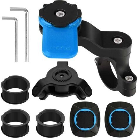 Support Téléphone Moto - Amortisseur de Vibrations Compatible avec Smartphones Universels (iPhone, Android, Samsung), pour Guidon de Vélo, Trottinette, Twist & Lock (Bleu)
