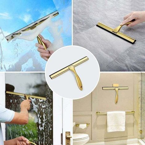 Raclette de douche en acier inoxydable pour porte de douche, salle de bain, fenêtre et vitre de voiture - Laiton -T-Audace (1/4)