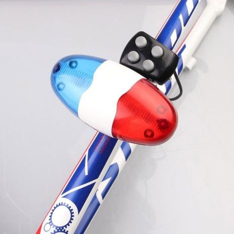 1 Klaxon vélo,4 tons sirène,3 LED rouge bleu,fixation guidon 28-30mm,sécurité rue (1/4)