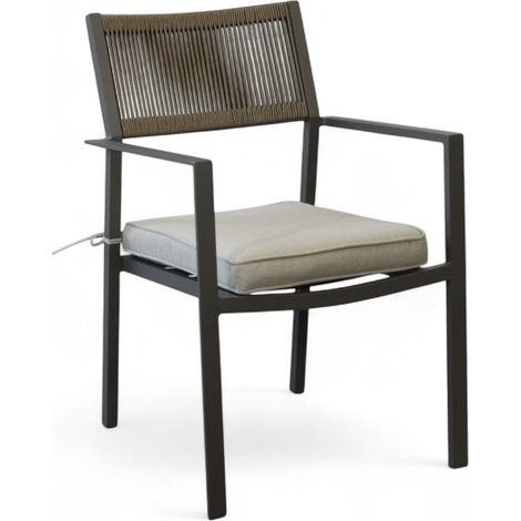 Sedia poltrona impilabile con struttura in alluminio e cuscini per esterno Marac - Taupe (1/5)