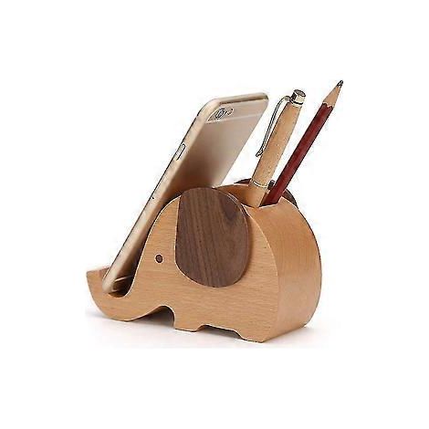 Stiftehalter und Handyhalterung aus Holz, Elefanten-Handyhalter, Tier-Handyhalter, Schreibtischdekoration, Stiftehalter aus Holz, Elefant JXN