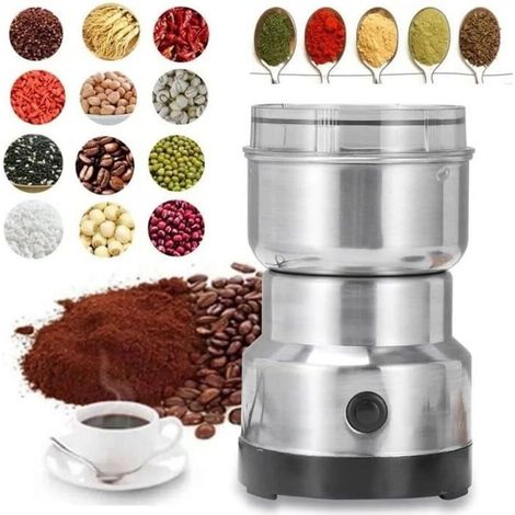 Mini broyeur électrique inox 150W – Lame 4 tranchants – Pour herbes, épices – Pulvérisateur