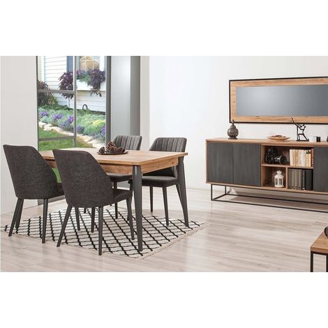 Comedor completo MEDULA 752 con 4 sillas madera y gris
