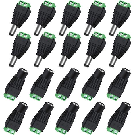 CSPARKV 10 Paar BNC/DC-Stecker und -Buchsen-Stromanschluss 2,1 x 5,5 mm für CCTV-Kamera/LED-Streifen (1/5)