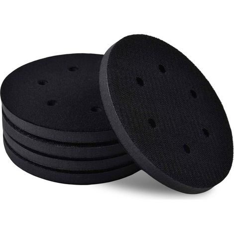 5pcs Interface Pad 6 Pouces, 6 Trous, Crochet Et Boucle, Éponge Souple, Pour Polissage Auto Et Bois