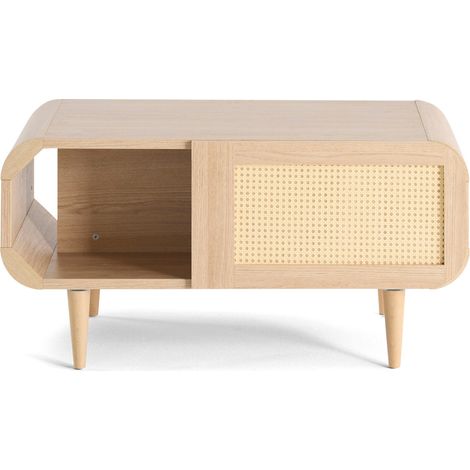 Mathilde - table basse - effet bois et cannage - 1 niche - 100 cm (1/5)