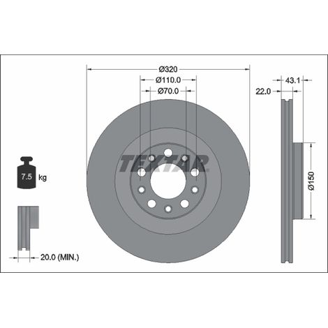 Lot de 2 Disques de frein Textar 92337803 ALFA ROMEO 50532946 50546509 50554319