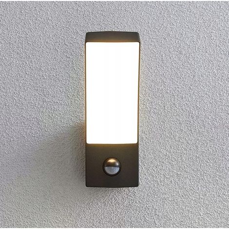 Außenwandlampe mit Bewegungsmelder, LED-Außenlampe, wasserdicht, Aluminium-Außenwandlampe für Terrasse, warmweiß, schwarz