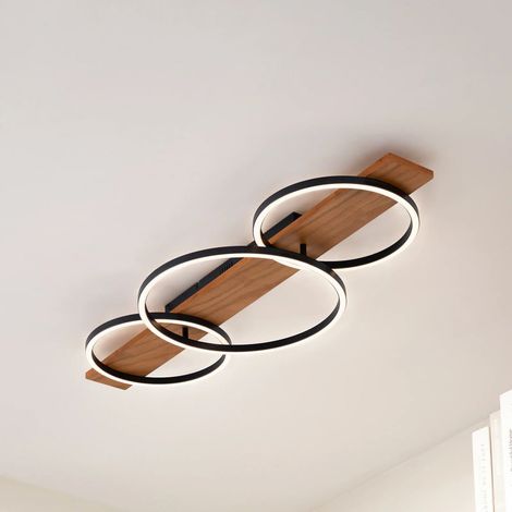 [GEBRAUCHT] B-Ware Lindby Deckenleuchte Deckenlampe LED Galad Holz schwarz Lampe Leuchte 3flg 98cm (1/2)