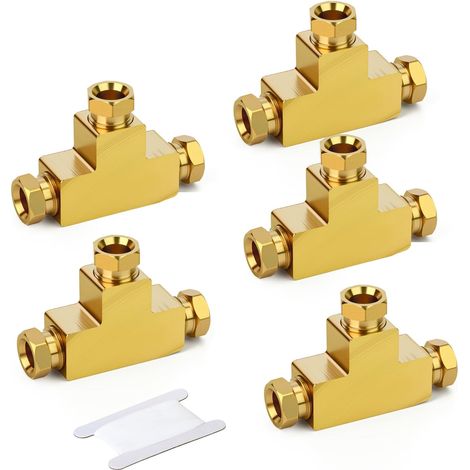 5 pièces Raccord té en laiton 4mm trois voies serrage interne connecteur tuyau pneumatique air eau industriel (1/5)