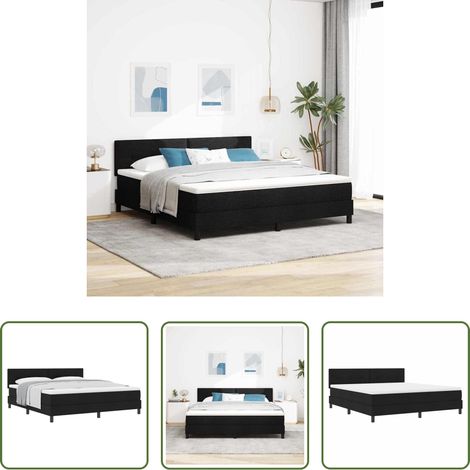 Lit moderne - Lit à ressorts avec matelas Noir 180 x 200 cm tissu (1/5)