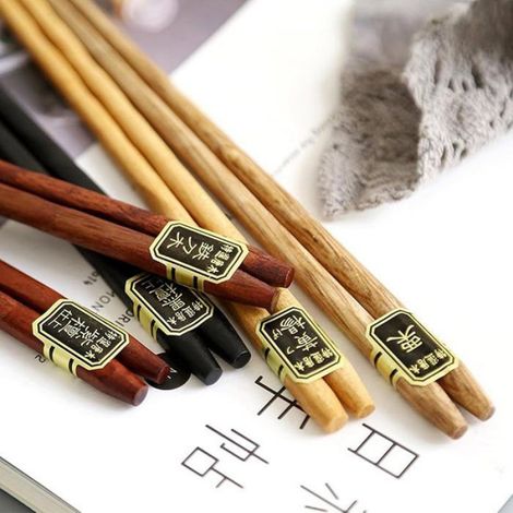 5 Paires Baguettes Japonaises Baguettes en Bois 22,5cm Chopstick Traditionnelle et Elégante Réutilisable Bambou Marron BAGUETTE (1/5)