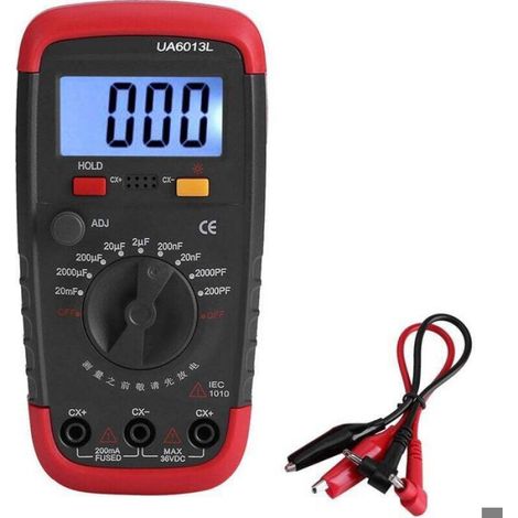 Capacimetre - Testeur Condensateur 0,1 pF à 20000 µF - Ecran LCD Rétroéclairé - Précision ±0,5 % - 1 Pièce (1/3)