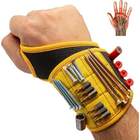 Pulsera magnética con imanes súper potentes que sujetan tornillos，electricistas y contratistas. 10 x 38 cm (1/5)