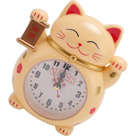Lucky Cat Alarm Clock with Precise Plastic Quartz Movement, for Home, Bedroom, Office and Travel (1/5)