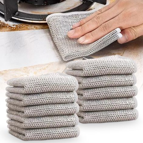 10PCS Multipurpose Dishwasher Wire Cloths for Wet and Dry Use, Scrubbing Dishwasher Wire Washing Cloths, Miracle Wire Cleaning Cloths