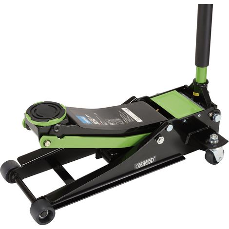 Draper 2.25 Tonne Green Trolley Jack with Adjustable Height (Min 75mm, Max 505mm) Model 28466 (1/2)
