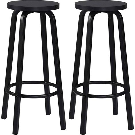 WOLTU Barhocker 2er-Set Bistrohocker Tresenhocker Barstuhl aus MDF & Metall, runde Sitzfläche, Schwarz (1/6)