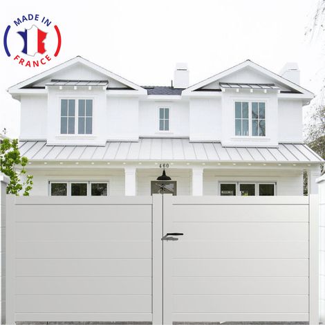 Portail aluminium battant plein en kit dimensions L.3000 (entre piliers) X H.1500 mm Couleurs Blanc (RAL 9010)