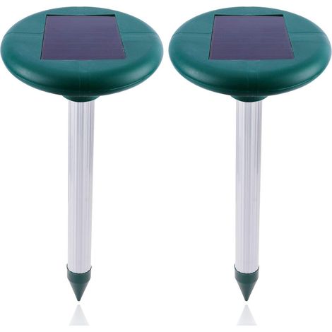 Set de 2 Repelentes Solares para Jardín, Anti Topos y Ratones Electrónicos Ultrasónicos, Impermeables