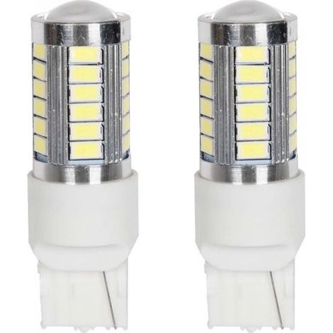 2 Pezzi Lampade LED T20 7440 W21W 33 SMD 5730 12V 24V 280lm 3W Bianco Freddo Auto Camion 61mm