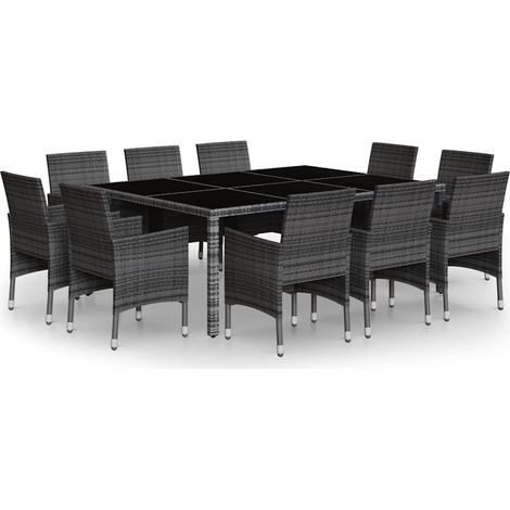 Maison Exclusive - Set Pranzo da Giardino 11pz in Polyrattan Grigio (1/5)