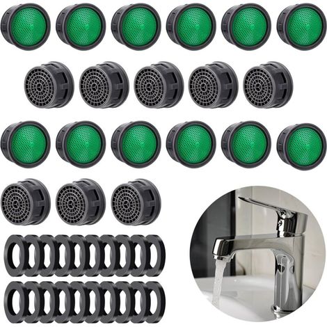20er-Pack Wasserhahnbelüfter, Ersatzteile mit Wasserhahn-Abdeckungsdichtung, Durchflussbegrenzer, Filtereinsatz, wassersparend, Durchflussbegrenzer für Badezimmer, Küche