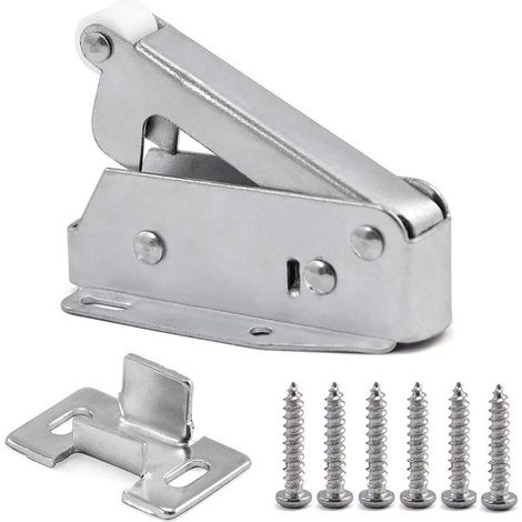 Automatischer, federbelasteter Riegel für Schranktüren und Dachbodenluken mit Push-to-Open-Mechanismus, Dachbodenlukenschloss, Türschloss mit Push-to-Close-Mechanismus für Schränke, Haus, Büro (1/5)