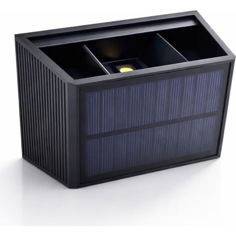 Applique LED Solari Nero Esterno Sensore Crepuscolare IP65 Parete Giardino 2 pezzi (1/5)