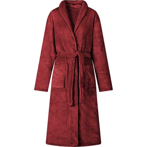 Bademantel ohne Kapuze Bordeauxrot XXL Flanell vidaXL (1/5)