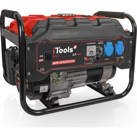 Groupe électrogène 2500W Moteur Essence 4T 6.5 CV 196 cm³ Protection AVR Autonomie 13h ITOOLS (1/5)