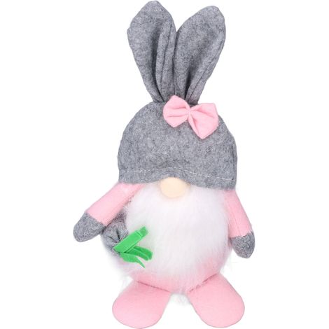 Lapin de Pâques mignon poupée décorative jouet en peluche lapin avec chapeau gris (1/5)