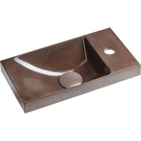 Vasque en béton AGOS 40x22cm, gauche/droite, marron foncé semi-brillant (1/4)