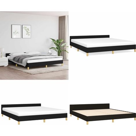 Cadre de lit sans matelas noir 160x200 cm tissu - Cadre De Lit - Lit Double - Literie - Meuble Chambre - Design Moderne - Home & Living (1/5)