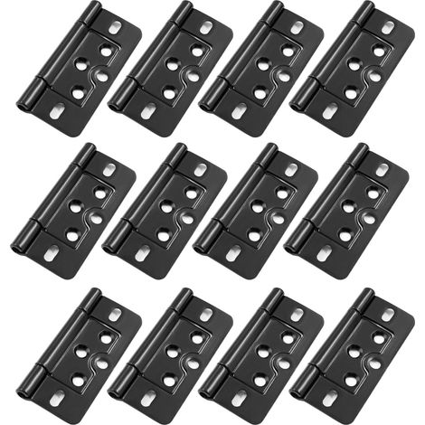 Set di 12 cerniere nere da 7,6 cm (3 pollici) per ante di armadi e guardaroba moderni in ferro.